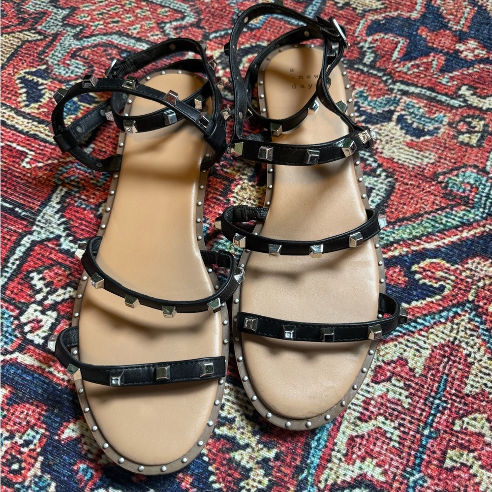 a new day Black Studded Sandals
